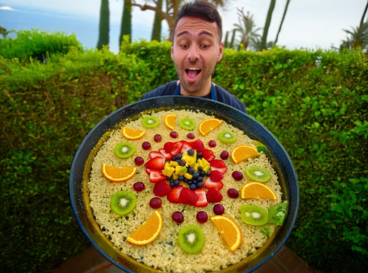 Paonessa, who holds a fruit paella above, is already seeing opportunities beyond social media with collaborations with local restaurants on limited-edition dishes.