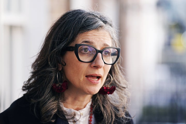 Francesca Albanese, the UN special rapporteur on the occupied Palestinian territories, speaks after a press conference at Buswells Hotel in Dublin, Ireland, on March 20.