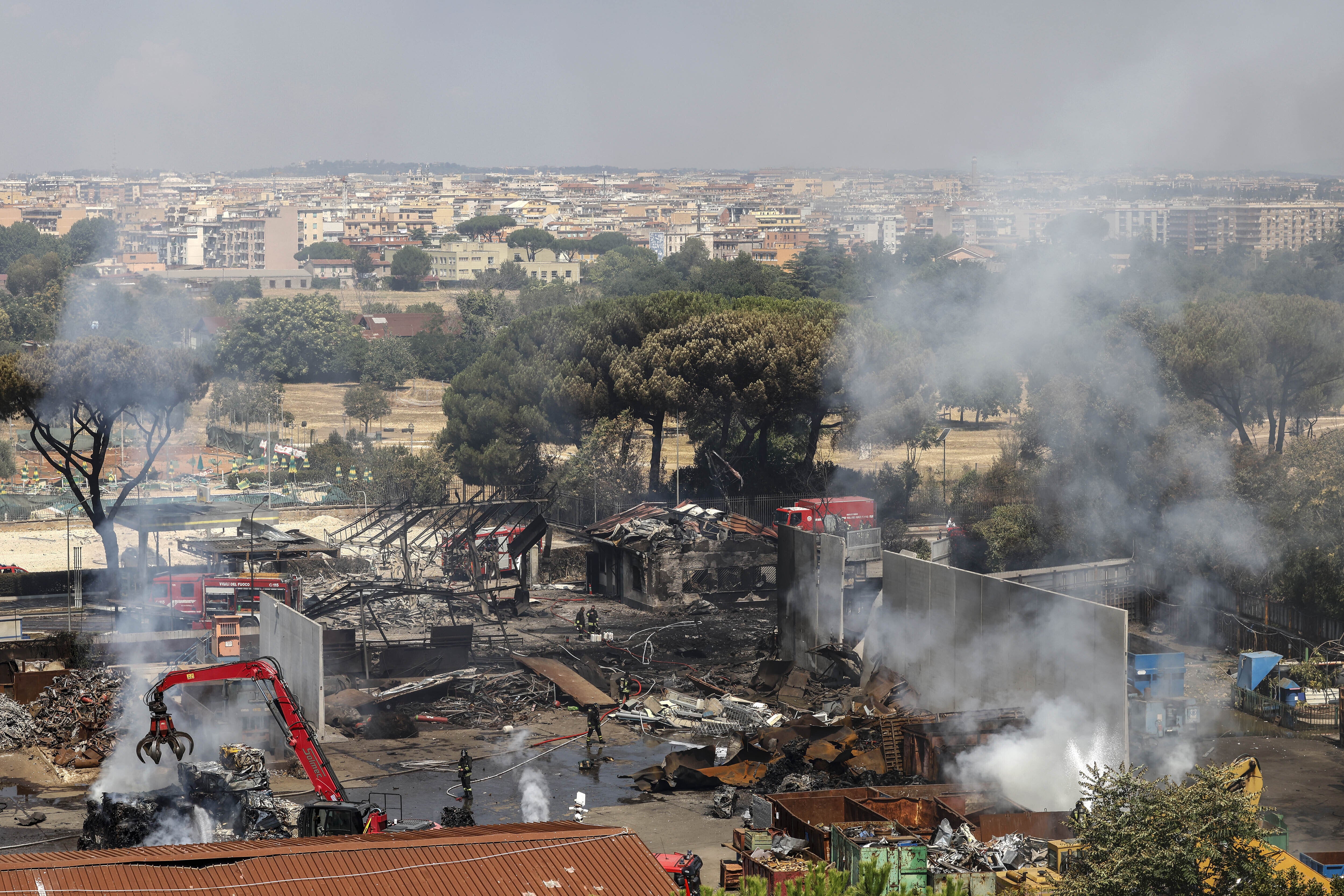 The explosion was heard across the Italian capital shortly after 8 a.m., sending up a huge cloud of dark smoke and fire visible from several areas of the city.