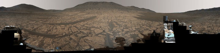 This image provided by NASA shows the 360-degree view of a region on Mars called “Bright Angel,” captured on June 12, 2024 by NASA’s Perseverance Mars rover and is made up of 346 individual images that were stitched together after being sent back to Earth. (NASA via AP)
