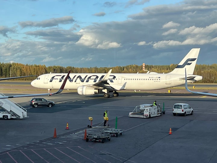 Finnair Airbus A321 taxiing in Helsinki Vantaa Airport, Finland.