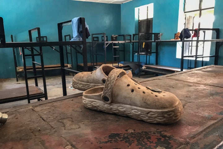 A pair of shoes is seen inside a student dormitory at St. Mary's Catholic School in the remote town of Papir in Niger state, on Nov.23, 2025. Fifty of the more than 300 children snatched by gunmen from the school in Nigeria have escaped their captors and reunited with their families, according to the Christian Association of Nigeria.