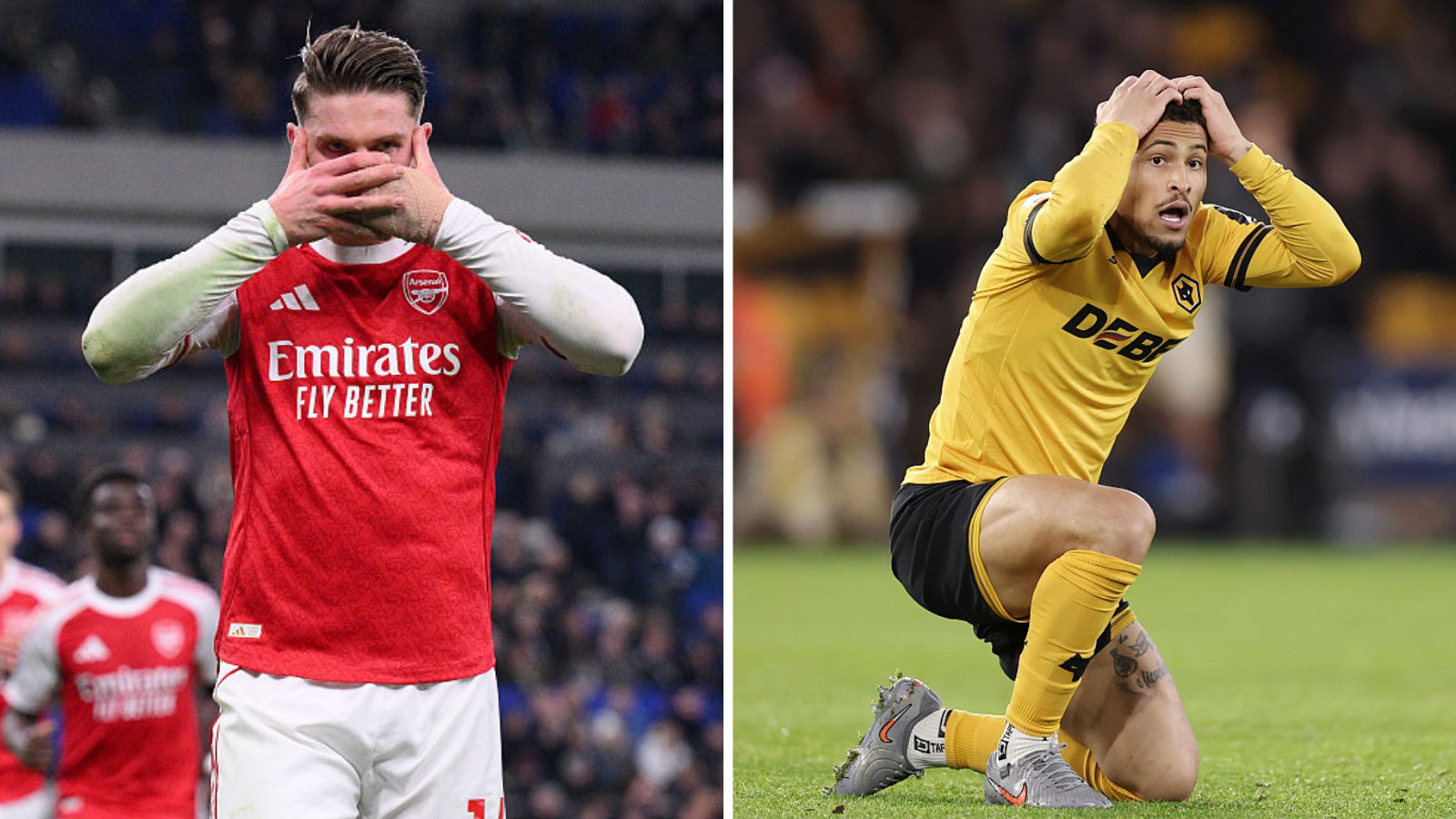 Arsenal celebrate as Wolves look dejected