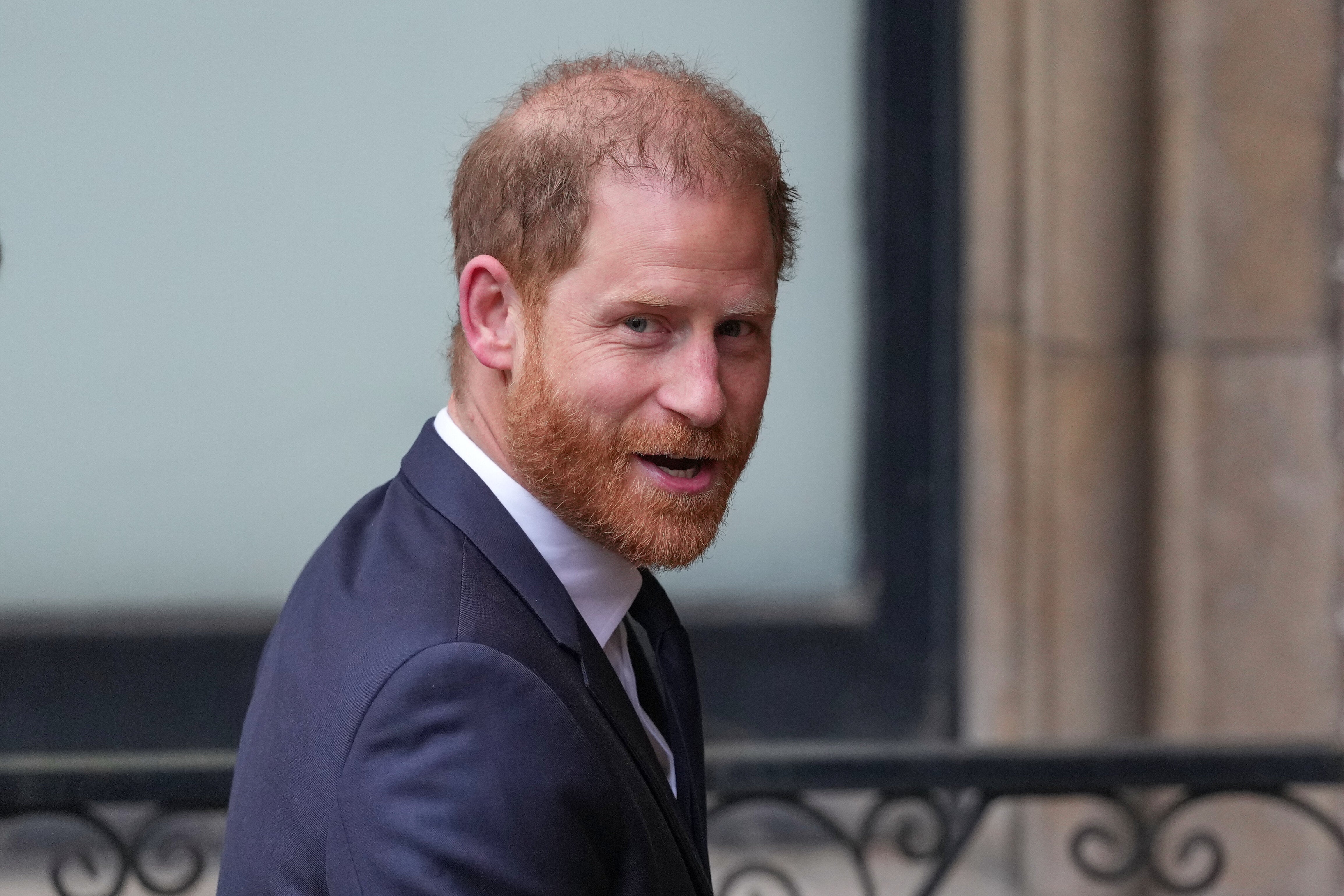 Prince Harry arrives at London's High Court to lead a group, including Elton John and Elizabeth Hurley, accusing the Daily Mail's publisher of privacy invasion through unlawful tactics.