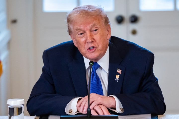 President Donald Trump during a meeting with oil executives in the East Room of the White House in Washington, DC, US, on Friday, Jan. 9, 2026. (Bonnie Cash/UPI/Bloomberg via Getty Images)