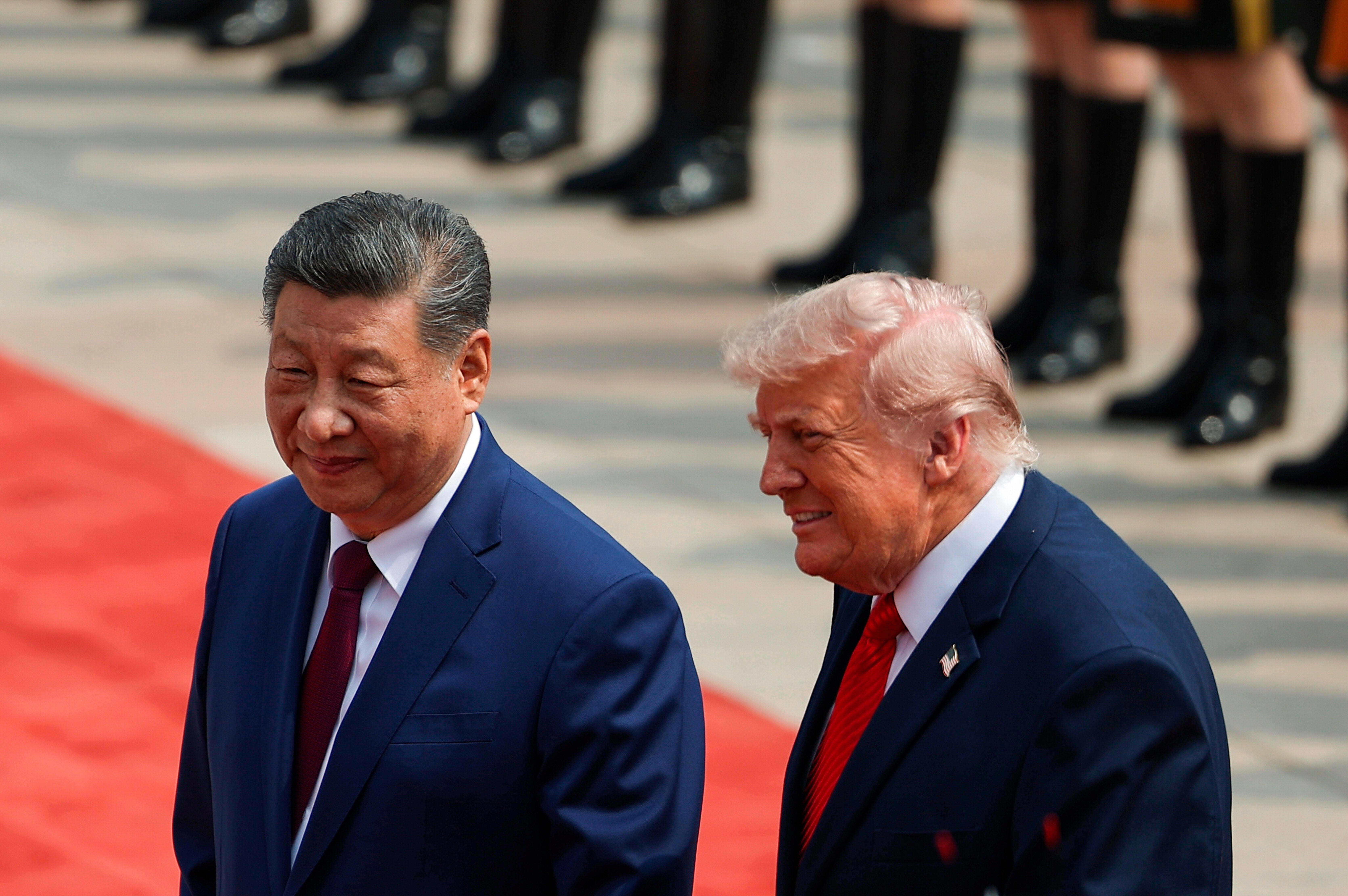 Chinese President Xi Jinping attend a welcome ceremony at the Great Hall of the People in Beijing on May 14, 2026. 