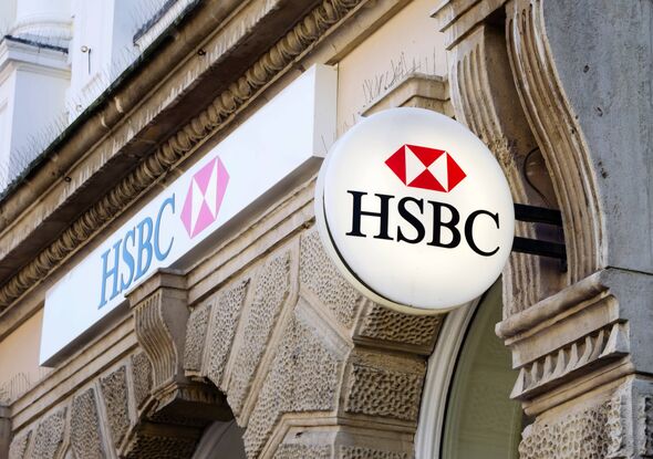 HSBC Bank signs outside a branch in Eastern England.