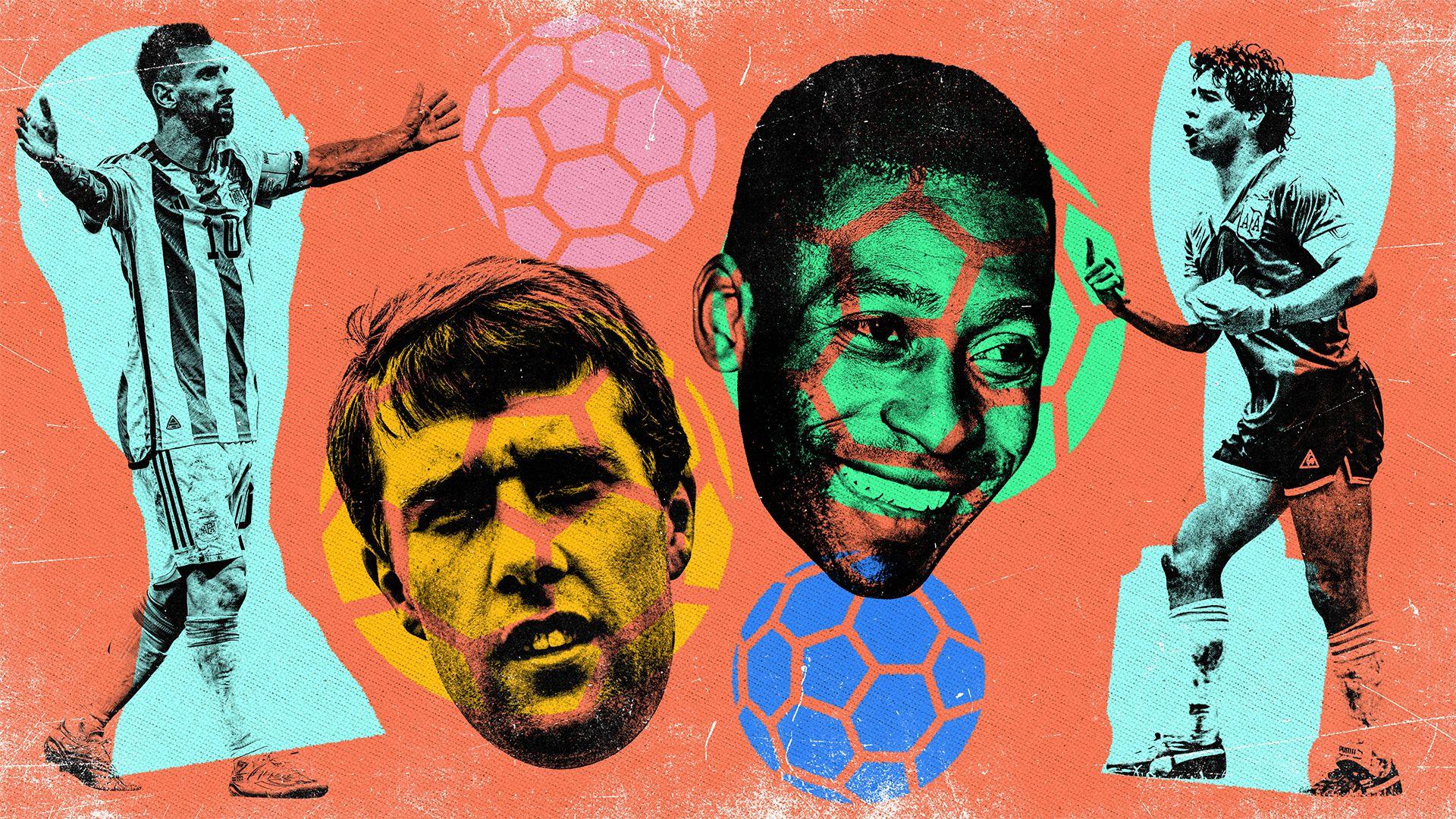 Graphic of Messi, Hurst, Pele and Maradona