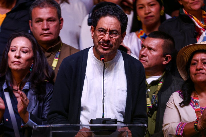 BOGOTA, COLOMBIA - JUNE 21: Presidential candidate Ivan Cepeda addresses his supporters after the preliminary results of the presidential runoff election were announced in Bogota, Colombia, on June 21, 2026. Leftist presidential candidate Ivan Cepeda acknowledged the preliminary results of the second round of the Colombian elections on Sunday, which gave a narrow victory to far-right candidate Abelardo de la Espriella, but announced that his campaign would challenge 33,000 polling stations during the official count. (Photo by Lucas Aguayo Araos/Anadolu via Getty Images)