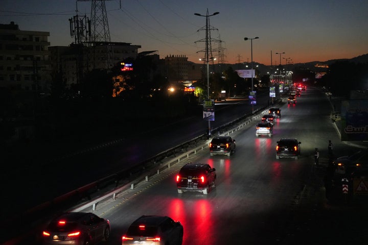 The convoy of French President Emmanuel Macron enters Damascus after arriving in Syria, becoming the first major Western leader to visit the country since Bashar Assad's ouster in 2024, in Damascus, on July 6, 2026.