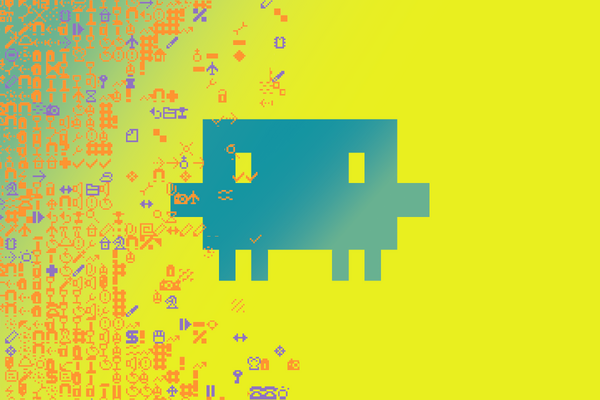 Photo illustration of the Claude Code icon (a small blue robot face).