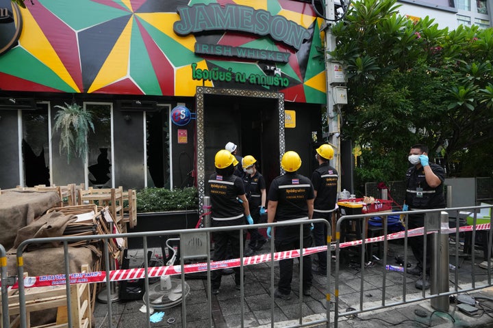 By Monday morning, the site had been cordoned off as dozens of Thai forensic officers combed through the burned remains for clues about what caused the fire.