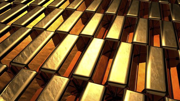 Group of many shiny gold bar arrangement in a row Group of many shiny gold bar arrangement in a row