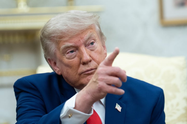 US President Donald Trump during a meeting with Joseph Aoun, Lebanon's president, not pictured, in the Oval Office of the White House in Washington, DC, US, on Tuesday, July 21, 2026. Israeli troops have withdrawn from parts of southern Lebanon under a US-mediated ceasefire agreement, which aims to keep Iran-backed Hezbollah away from the Israeli border and end nearly five months of conflict. Photographer: Aaron Schwartz/CNP/Bloomberg via Getty Images