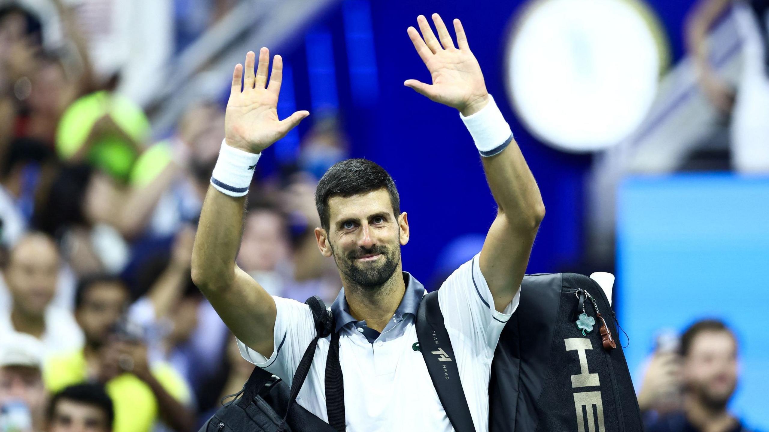 Novak Djokovic waves goodbye to the US Open crowd