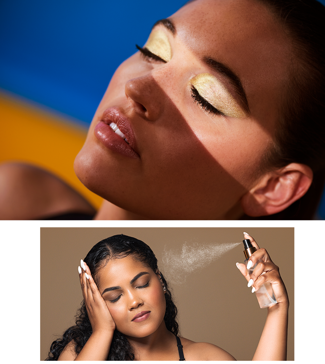Women wearing sunscreen or applying it