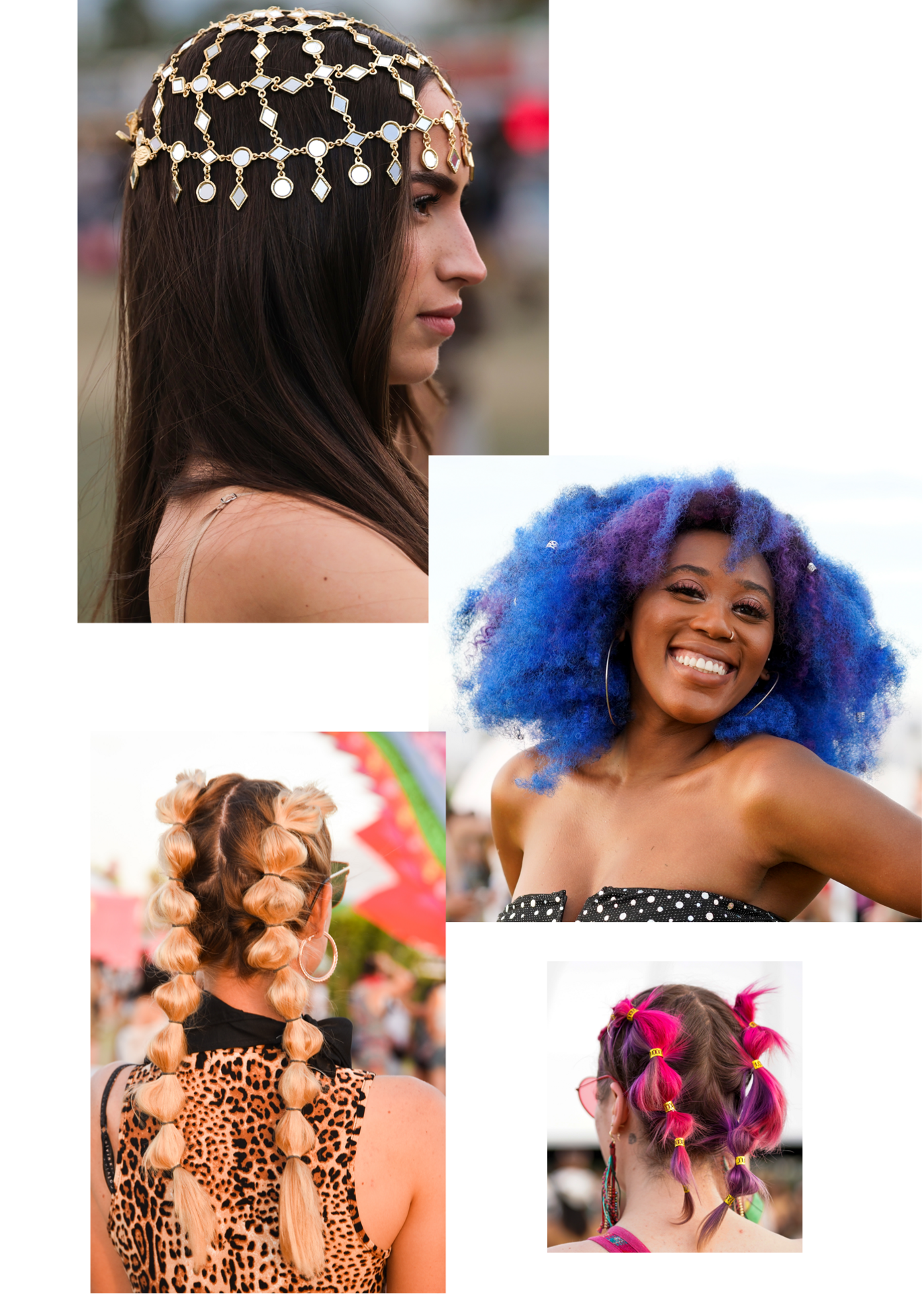 Various festival hairstyles and colours