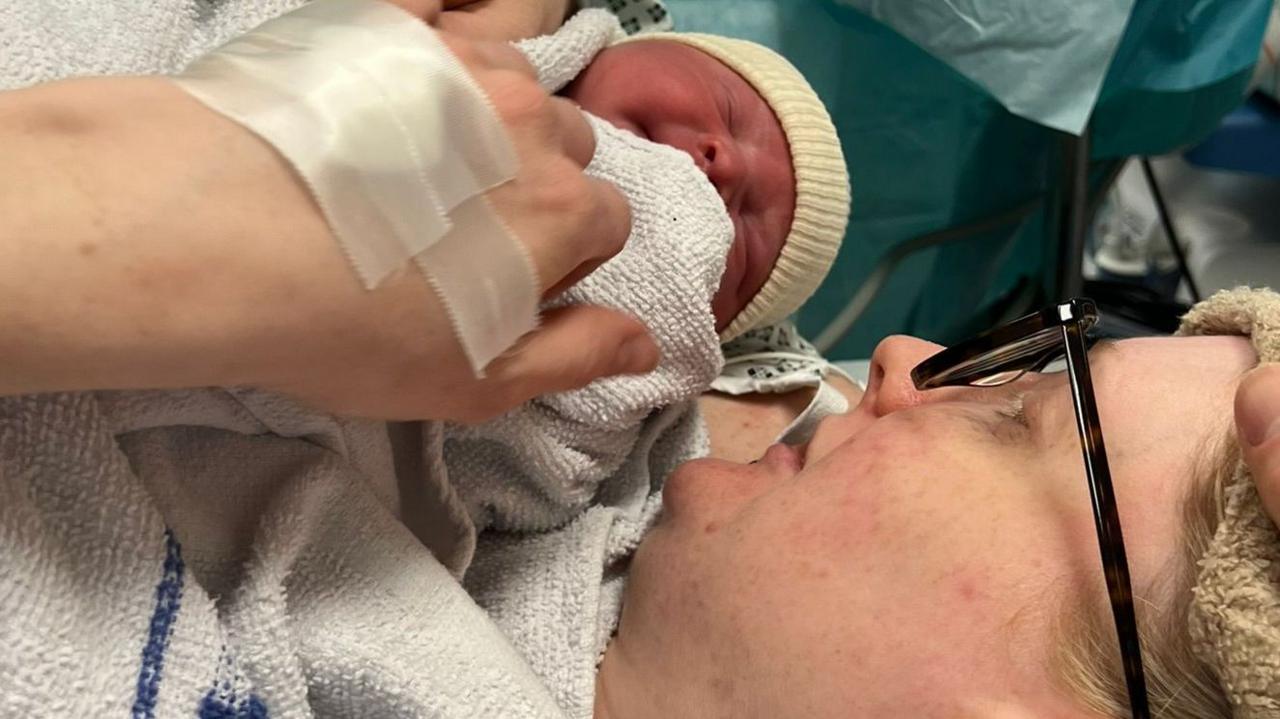 Picture of a mother and baby after giving birth 