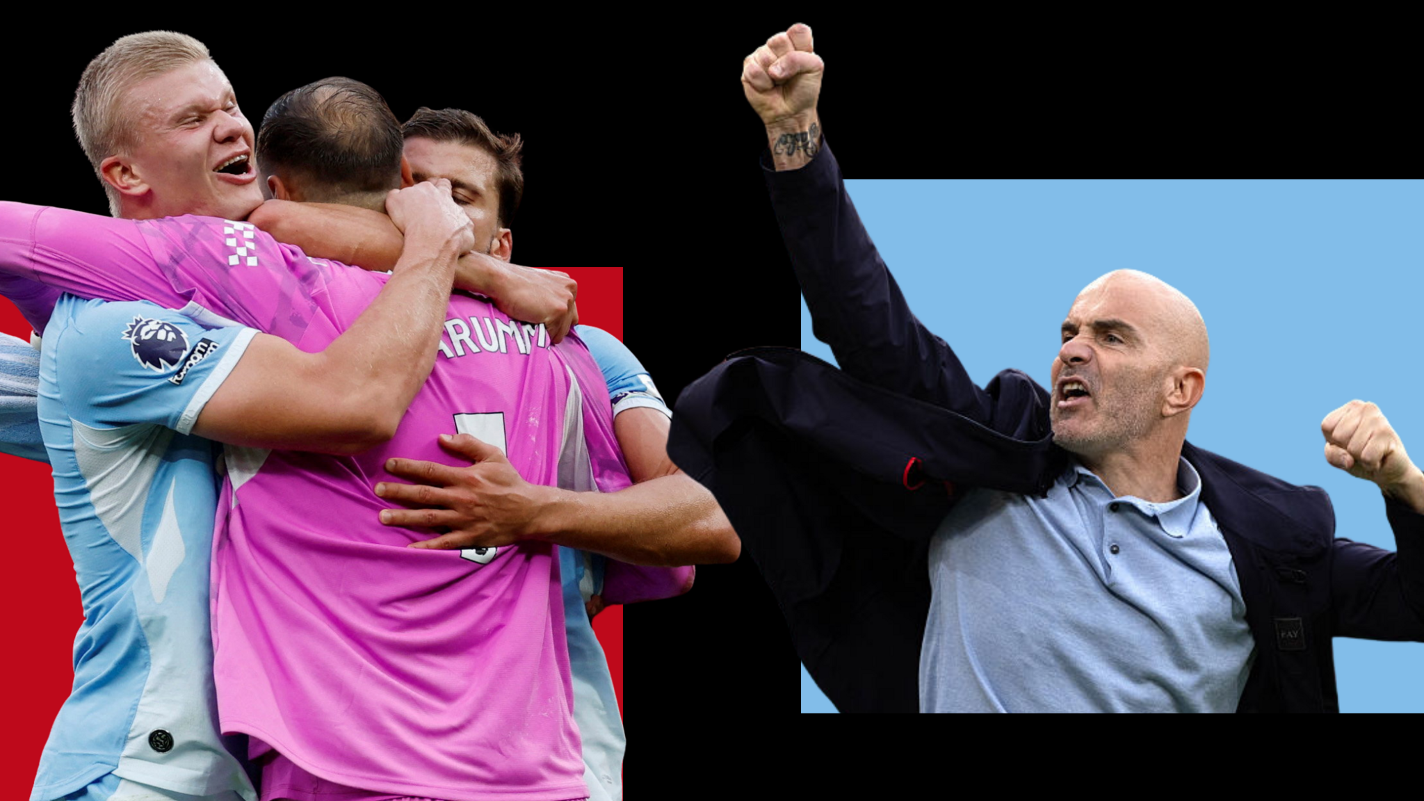 Manchester City celebrate their win over Manchester United