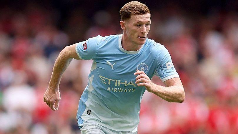 Elliot Anderson of Manchester City runs after the ball