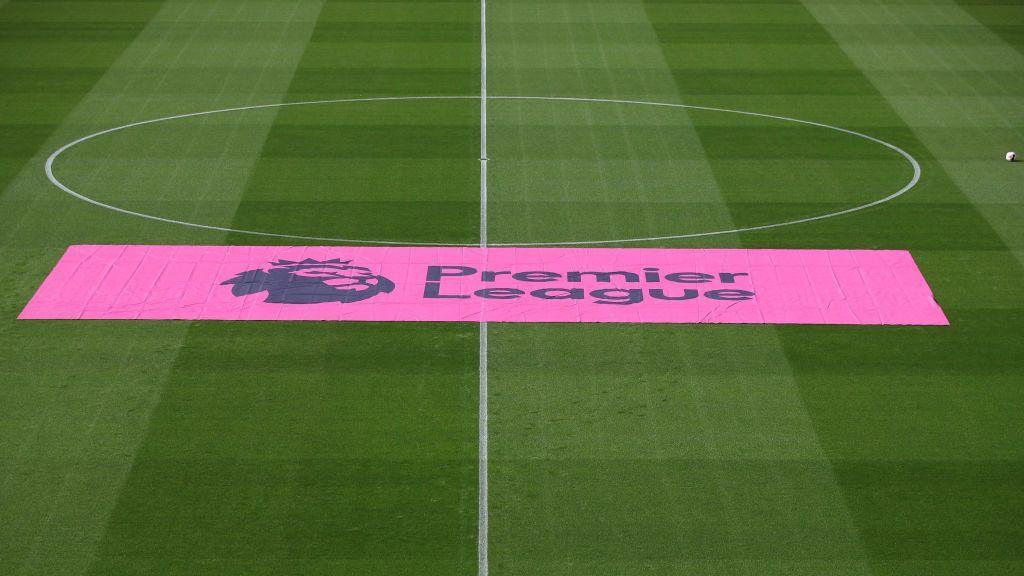 A general view of Premier League branding on the pitch