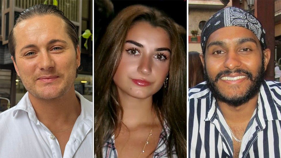 Composite image showing three young people - Max, Evie and Amarpreet