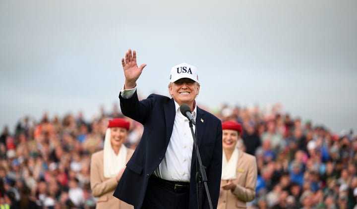 President Donald Trump announced he would be removing 10% tariffs on Irish whiskey during the final day of the Irish Open at his golf course in Doonbeg, Ireland on Sunday.