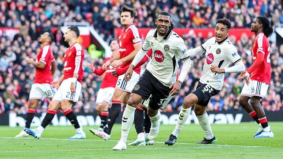 Bournemouth celebrate scoring against Manchester United