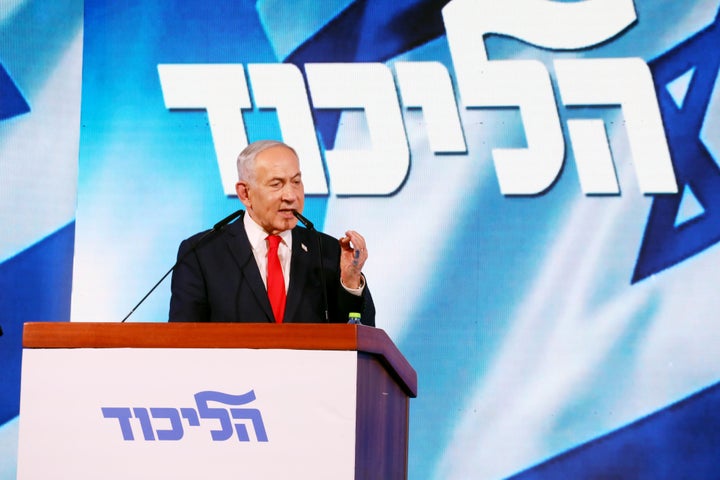 Benjamin Netanyahu, Israel's prime minister, speaks at the Likud party headquarters in Jerusalem, Israel, on Wednesday, Oct. 28, 2026. Photographer: Amnon Gutman/Bloomberg via Getty Images